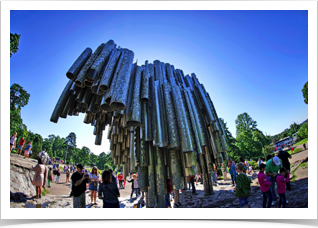 Like a cascade of notes in the shape of organ tubes.